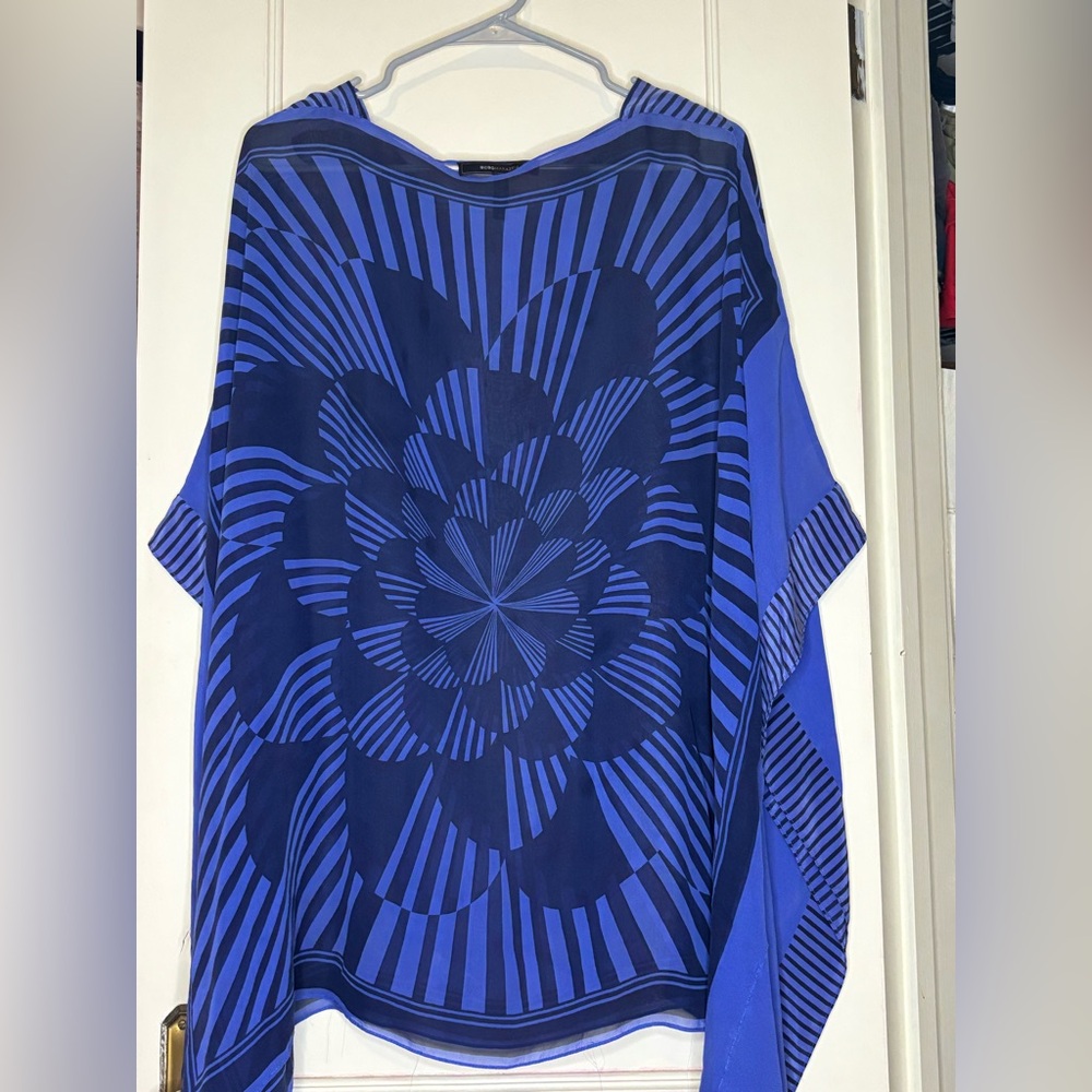 BCBGMaxAzria Blue and Black Striped Blouse $70